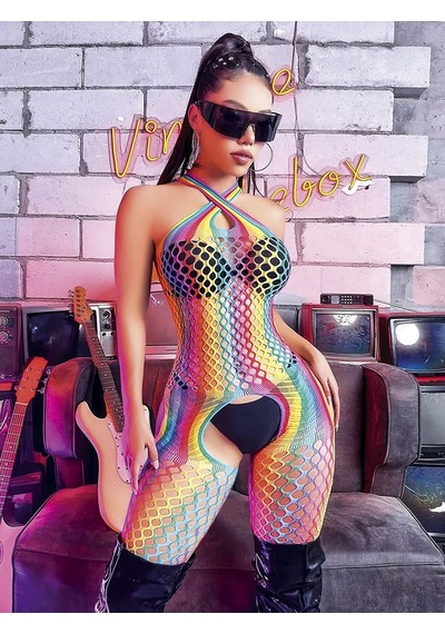 Astrid T Özel Seri Esnek Giyim Giyimler Gökkuşağı Renkli Fantazi Vücut Çorabı Çok Renkli