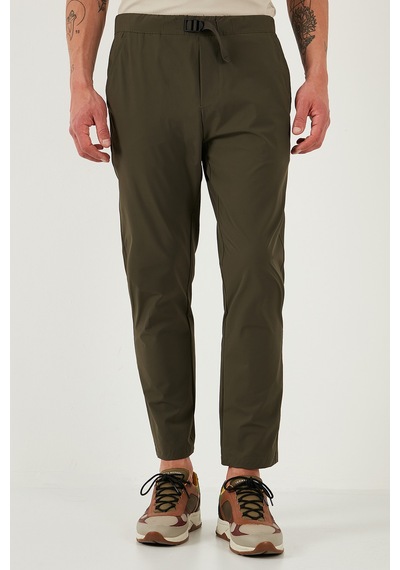 Buratti Slim Fit Lastikli Bel Boru Paça Kemer Detaylı Erkek Pantolon 5543S86Jmilano Haki
