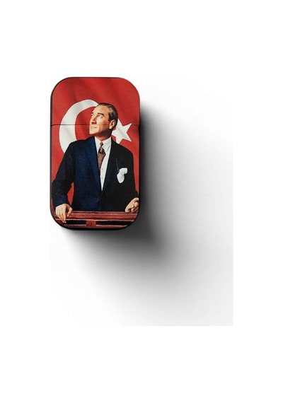 Meclis Balkonunda Atatürk Portreli Türk Bayrağı Detaylı Özel Seri Metal Çakmak Çok Renk