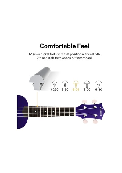 Donner Dus-10p Soprano Ukulele Seti Mor