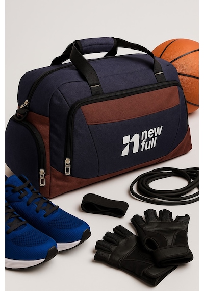 Newfull Sport Kanvas Seyahat Ve Spor Çantası-Ortaboy Lacivert-Kırmızı Lacivert - Kırmızı