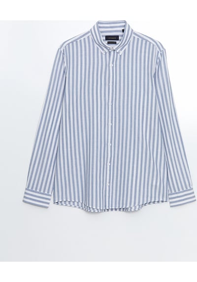 Lcw Vision Mavi Regular Fit Uzun Kollu Çizgili Poplin Erkek Gömlek