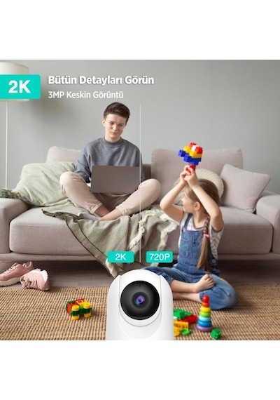 Botslab 360+ C211 2K Pro WiFi 360°  Bebek Monitörü Evcil Hayvan İç Mekan  IP 2024 Versiyon Akıllı Güvenlik Kamerası