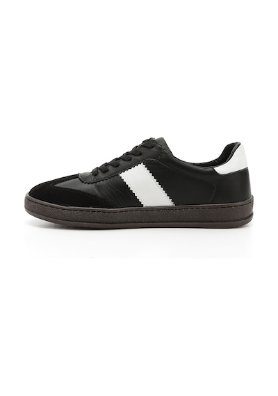 Gönderi(R) Gönderi R Siyaha Beyaz Bağcıklı Hakiki Deri Sneaker Antrasit - Beyaz