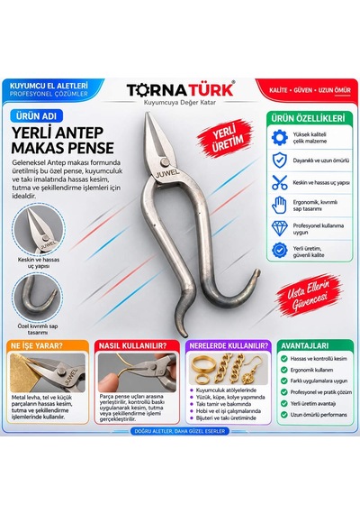 Pense Yerli Antep Makas Profesyonel Kesim Aleti Metalik