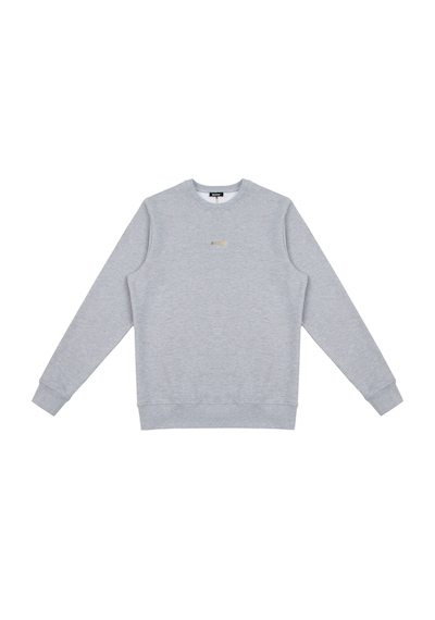 Beord Gri Melanj %100 Pamuk Bisiklet Yaka Sweatshirt Bss1-146