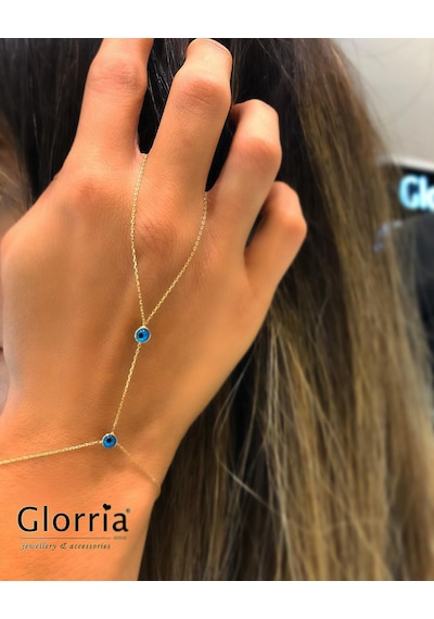 Glorria Altın Nazar Boncuklu Şahmeran Bileklik Renkli Çok Renkli