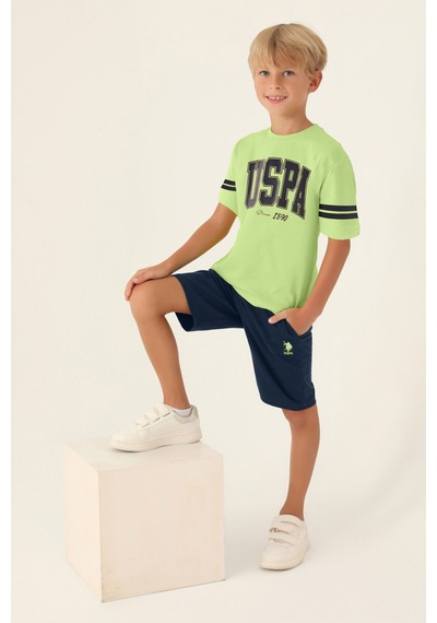 U.S. Polo Assn. Lisanslı Sim Lime Erkek Çocuk Bermuda Takım 5274-43046 Lime