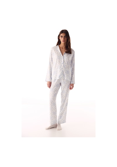 Penti Kırık Beyaz Relax Time Düğmeli Gömlek Pantolon Pijama Takımı