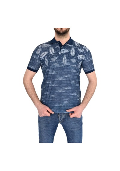 Çizgi Triko Erkek Polo Yaka Palmiye Tshirt 3514