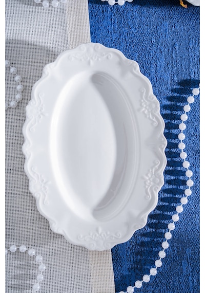 Acar King Oval Kayık Tabak - 20 Cm Beyaz