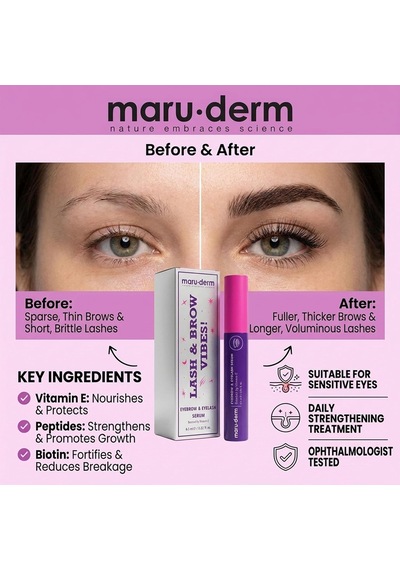 Maruderm Kaş & Kirpik Serumu Peptit Kompleksi İle Dolgun Ve Güçlü Görünümlü Kaş Ve Kirpikler İçin Bakım Serumu, 6.5 Ml Diğer