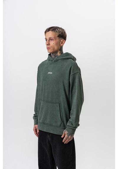 Respire Erkek Snake Baskılı Yıkamalı Kapüşonlu Oversize Hoodie Yeşil