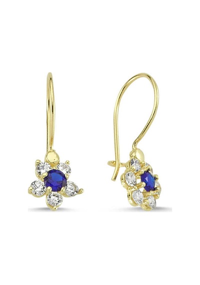 Sembolgold Altın Çocuk Küpe 14 Ayar Sallantılı Model Taşlı Sg42-70018