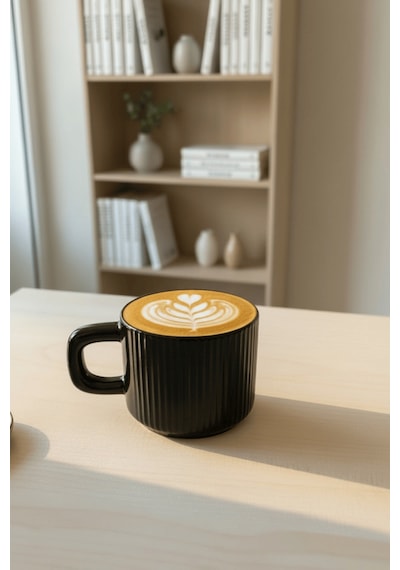 2 Adet El Yapımı 260 Ml Siyah Parlak Seramik Mug Çay Kahve Kupası Mıt1302 Siyah