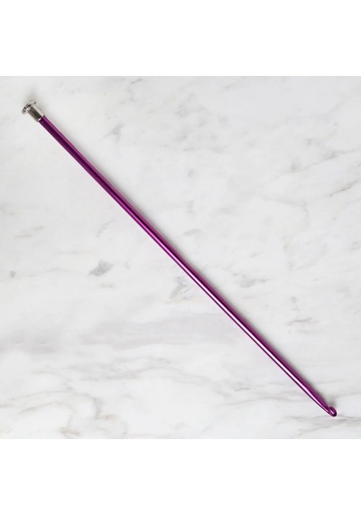 Abarta 5,0mm Renkli Metal Gagalı Örgü Şiş Tunus Tığ 25cm- Mor 1 Adet