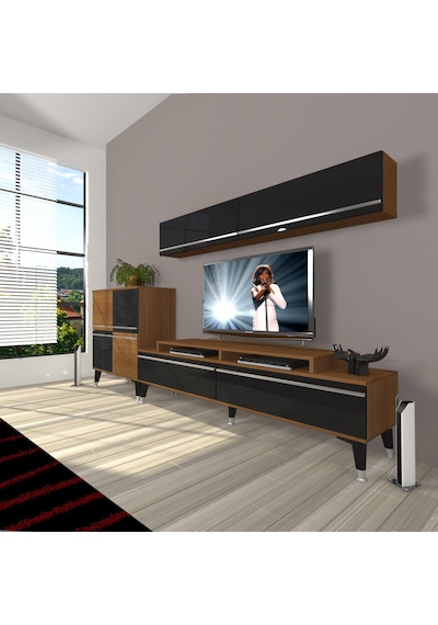 Decoraktiv Ekoflex 6y Mdf Silver Tv Ünitesi Tv Sehpası Ceviz - Siyah