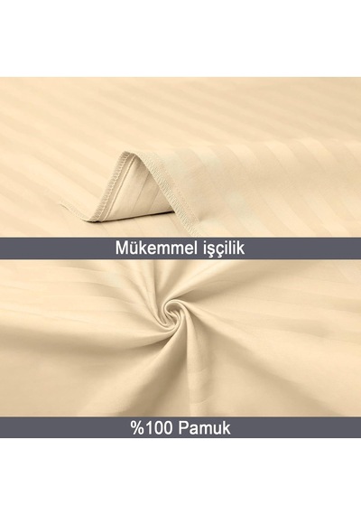 %100 Pamuk Çizgili Saten Yastık Kılıfı 50 X 70 Cm 2'li Paket Balköpüğü Genel