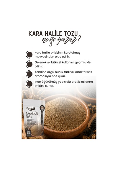 Kara Halile Tozu 250 Gr Öğütülmüş Karahalile Meyvesi, Terminalia Chebula, İnce Toz Form