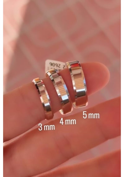 4mm Yanı Kesik Gümüş Klasik Alyans Söz Nişan Yüzüğü Wr89
