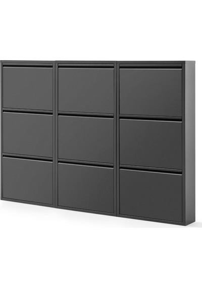 Gowoll 3 Raflı Metal Ayakkabılık Siyah Ayakkabı Rafı Metal Ayakkabı Dolabı