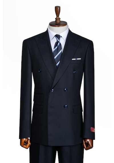 İlayda Emir Luxury, İtalyan Kesim, Slim Fit, Kruvaze, Çizgili, Erkek Takım Elbise Antrasit - Lacivert İlayda Emir Luxury, İtalyan Kesim, Slim Fit, Kruvaze, Çizgili, Erkek Takım Elbise Antrasit - Lacivert