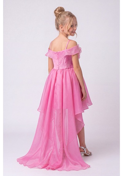 Mnk Baby & Kids Kız Çocuk Kuyruklu Kristal Limni Abiye Elbise M00856 Pembe