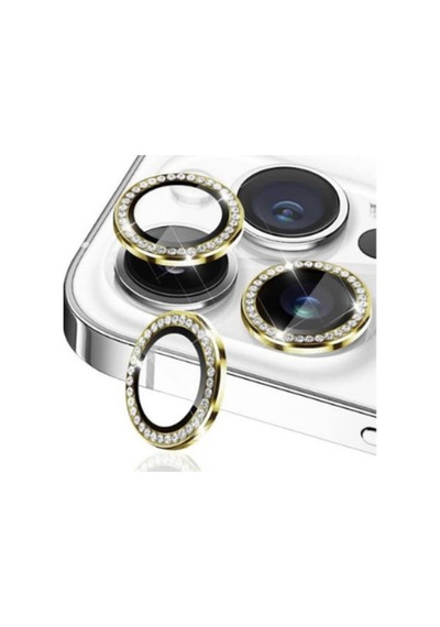 Apple Uyumlu iPhone 16 Pro Max Taşlı Kamera Lens Koruyucu Altın