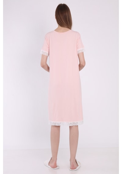 Luvmabelly Myra9592 Önden Çıt Çıtlı Dantelli Hamile Geceliği -pembe-pembe