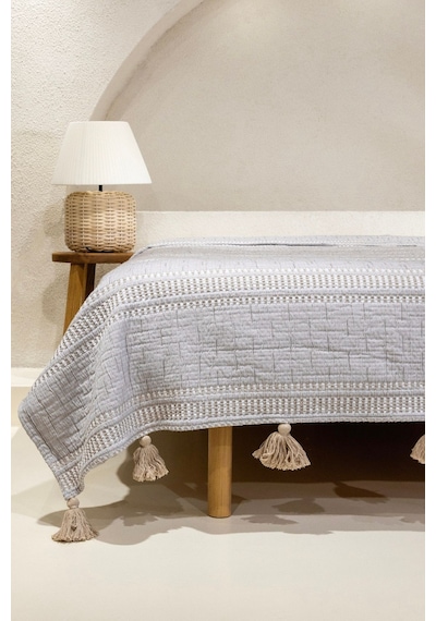 Koza Home Assos Bej Taş Yıkama Çift Kişilik Yatak Örtüsü 230x250 5036 Bej