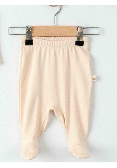 Zekids Bebek Bodyli Patikli Altlı İkili Organik Takım-15490 Krem