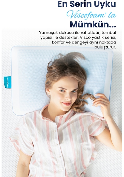 Viscofoam Evva Terletmeyen Ortopedik Yastık Serinleten Visco Yastık Jelli Yastık  59x39x13cm