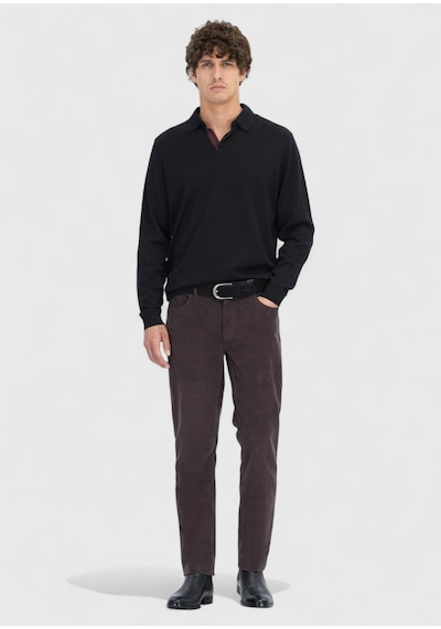 Ramsey Mürdüm Düz Dokuma Slim Fit Kadife Casual Pamuk Karışımlı Pantolon