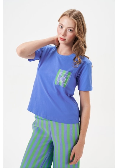Relax Mode Kadın Çizgili Pantolonlu Kısa Kollu Pijama Takımı - 29044r Yeşil