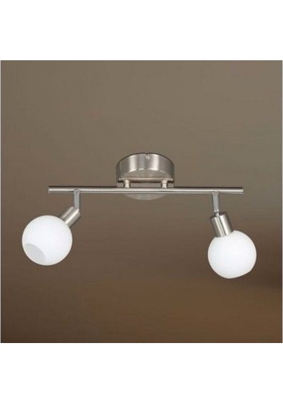Rsylight Metal İnox Kaplama 2 Li 180 Derece Beyaz Opal Camlı Tavan Plofyoner Avize Gümüş