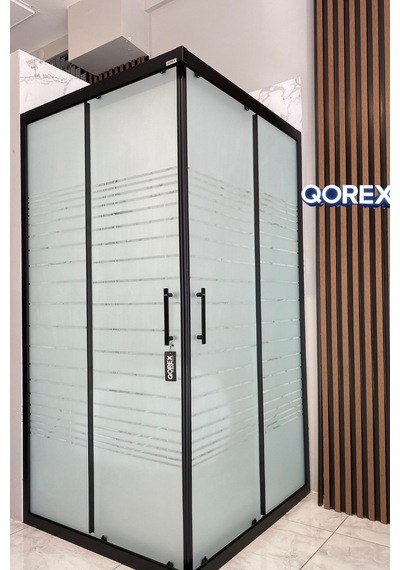 Ustaduş - Qorex Marka - Siyah - 6 Mm Temperli Kum Cam Duşakabin H:190 Özel Seri Krom Aksesuar 9 Diğer