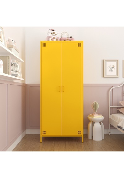 Pera Metal Elbise Dolabı, Soyunma Dolabı, İki Kapılı, 80,50 X 50 X 189,50 Cm Ral 1018 Sarı