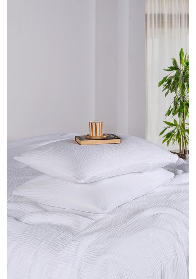 Müslin Yastık Kılıfı 2 Adet Set, 50x70 Cm 100% Pamuk Yumuşak Nefes Alabilir Kapaklı 4 Katlı Muslin Kumaş Düz Renk Yastık Kılıfları Beyaz, 50x70 Cm 2 Adet Çok Renkli