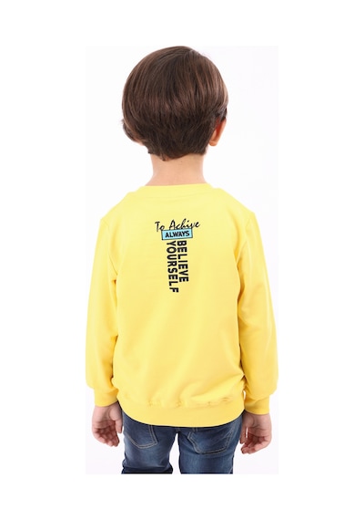 Toontoy Kids Toontoy Erkek Çocuk Relax Fit Bisiklet Yaka Baskılı Sweatshirt - 2 İplik Sarı