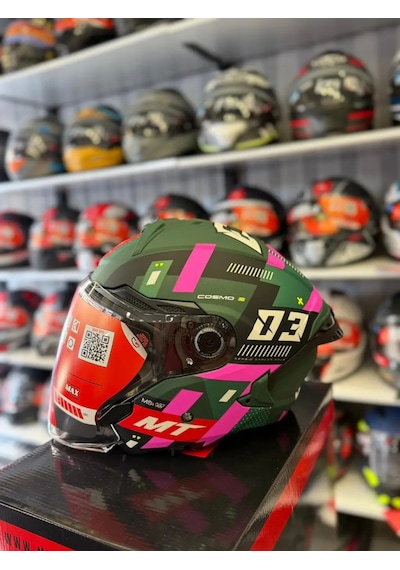 Mt Helmets Mt Cosmo Sv Sergıo Garcıa D18 Motosiklet Kaskı Pembe Yeşil