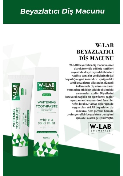 W-Lab Cosmetics Beyazlatıcı Diş Macunu 100 Ml Ve W-Lab Cosmetics Beyazlatıcı Diş Tozu 75 Gr