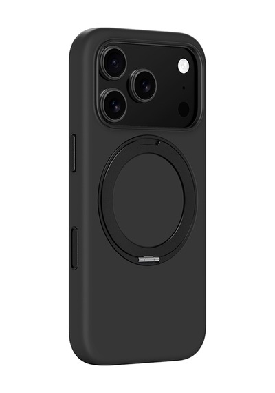 Apple Uyumlu iPhone 17 Pro Max Amazingthing Cloudie Magspin 360 Derece Standlı M-safe Kılıf Siyah Siyah