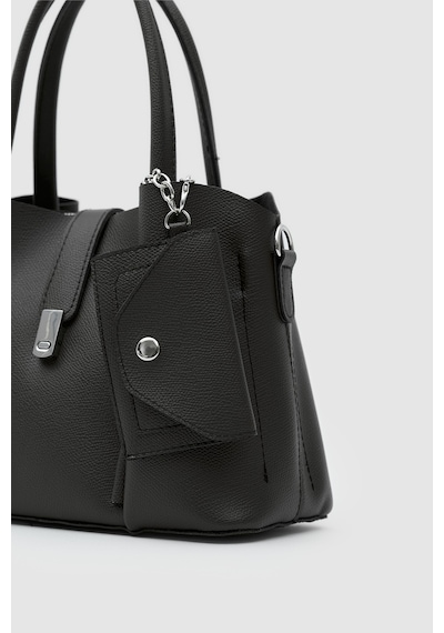 Shule Bags Guide Kartlık Charmlı El Ve Omuz Çantası Siyah