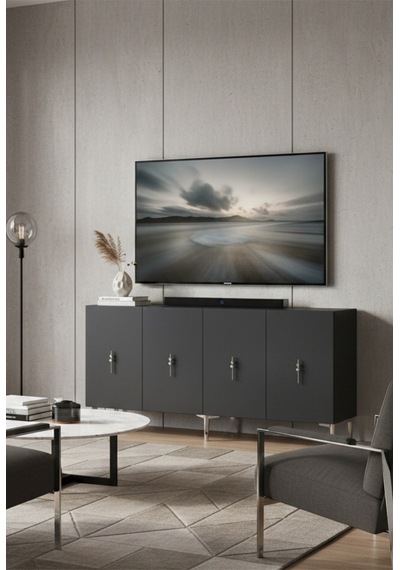 Ka1527as Salkım Konsol Ve Tv Sehpası Antrasit-silver 150cm
