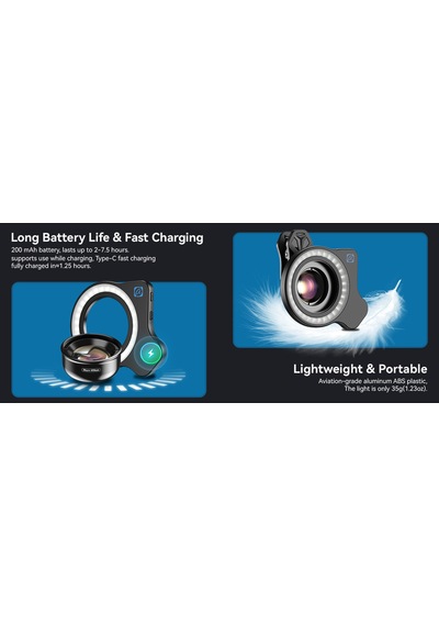 Apexel Hb100ufl 75mm Ultra Macro Lens With Fill Lıght