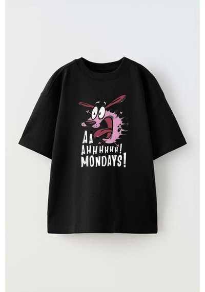 Thewert Unisex Humor,funny,animal,fun,cartoon Tasarım Baskılı Pamuk Sıyah Oversize T-shirt Siyah