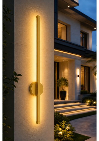 Dekoratif 20w İç Mekan Gold Kasa 3 Renkli Işık Elektrikli 80 Cm Duvar Aplik 1 Adet