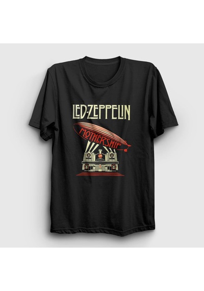 Presmono Unisex Mothership Led Zeppelin T-shirt Siyah