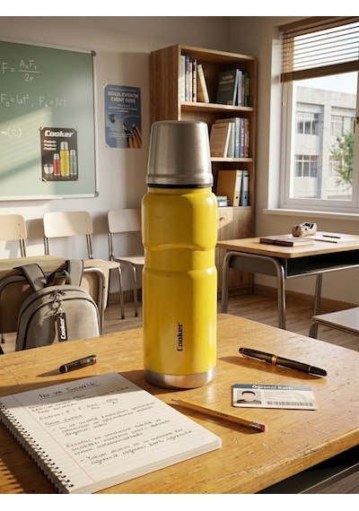 Ckr2052 500 Ml Çift Kat Sızdırmaz Paslanmaz Çelik Termos 12 Saat Sıcak, 24 Saat Soğuk Koruma Sarı