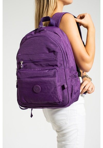 Nemo Bags Mor Unisex Okul Çantası, Laptop Seyahat Sırt Çantası, Crinkle Su Geçirmez Kumaş, 21 Lt, 40x30cm Mor